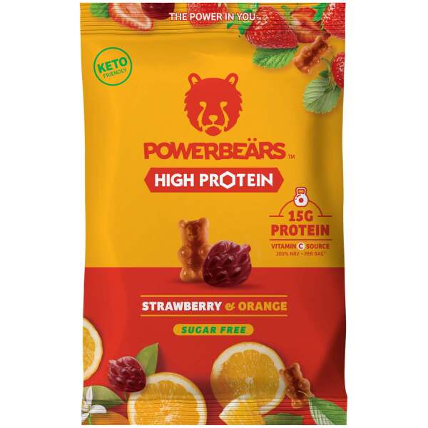 Image of Powerbeärs High Protein Snack Strawberry & Orange sugar free 50g bei Sweets.ch