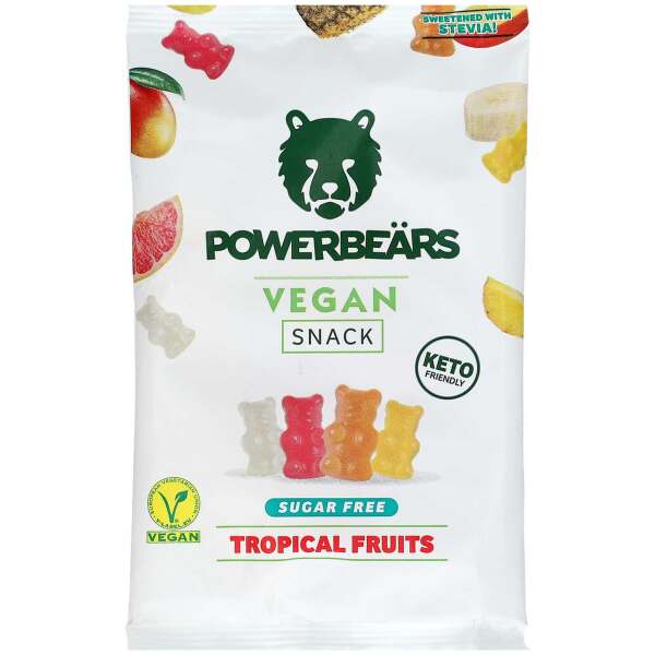Image of Powerbeärs Vegan Snack Tropical Fruits sugar free 50g bei Sweets.ch