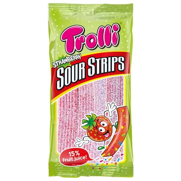 Image of Trolli Strawberry Sour Strips 85g