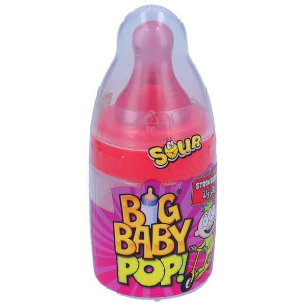 Image of Bazooka Big Baby Pop Strawberry mega sour 32g
