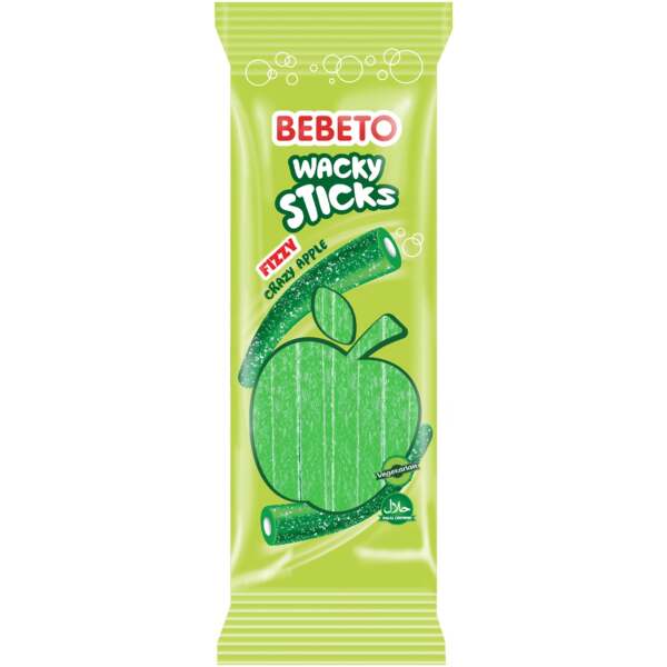 Image of Bebeto Wacky Sticks Fizzy Crazy Apple - 180g