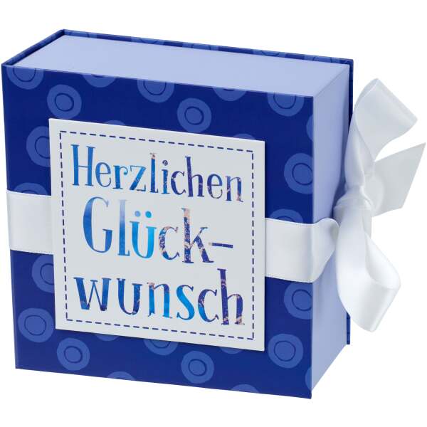 Image of Geschenkschachtel Herzlichen Glückwunsch mit Band 13 x 13cm bei Sweets.ch