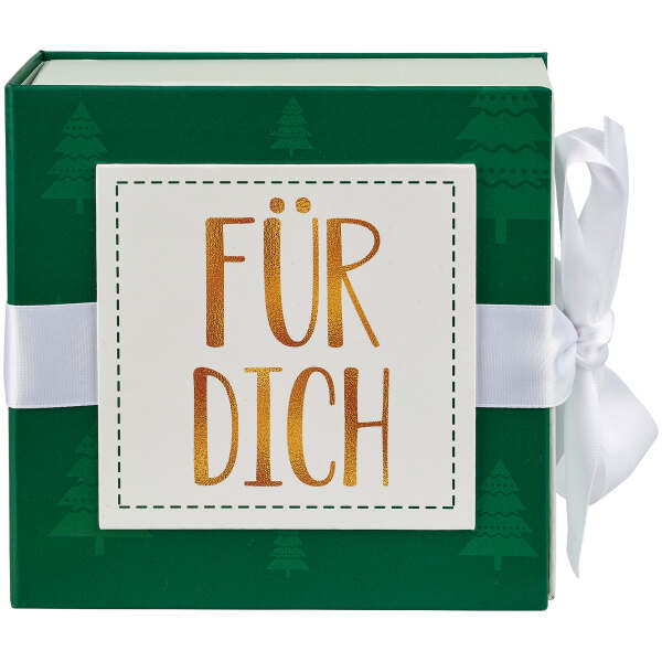 Image of Geschenkschachtel grün Für Dich mit Band 13 x 13cm bei Sweets.ch