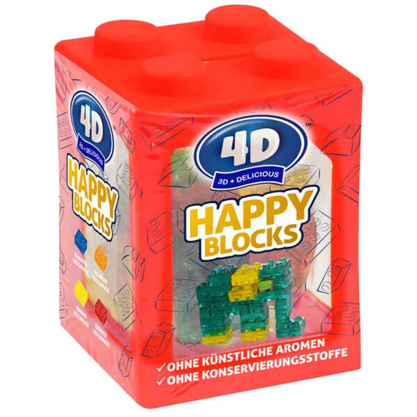 Image of Happy Blocks 4D Fruchtgummi Spardose rot 80g bei Sweets.ch