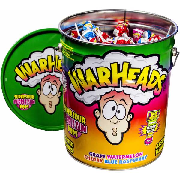 Image of Warheads Super Sour Bubble Gum Pops Eimer 19g bei Sweets.ch