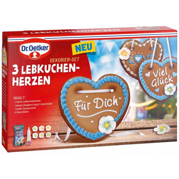 Image of Dr. Oetker 3 Lebkuchenherzen Dekorier-Set 300g bei Sweets.ch