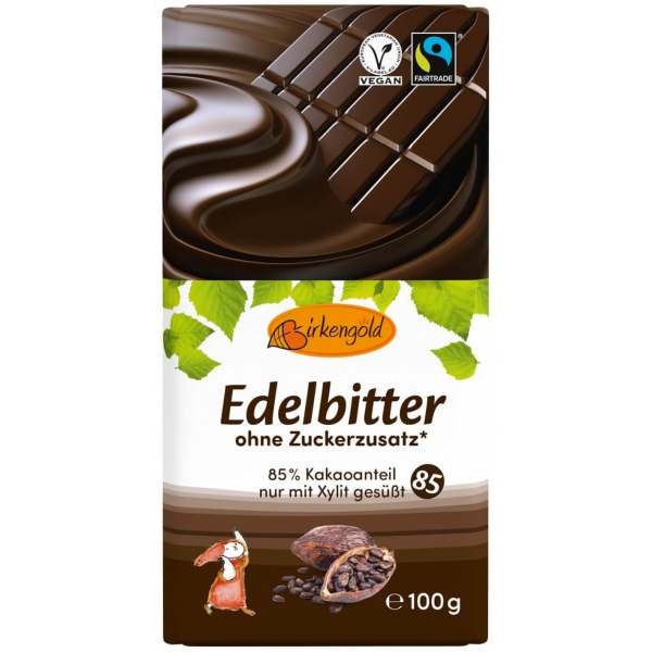 Image of Birkengold Schokolade Edelbitter Zuckerfrei 100g bei Sweets.ch