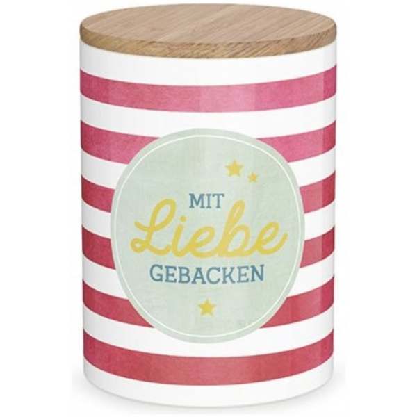Image of Vorratsdose Mit Liebe gebacken (rote Streifen) bei Sweets.ch