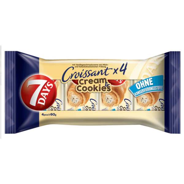 Image of 7 Days Croissant Vanille Cream & Cookies 4x60g bei Sweets.ch