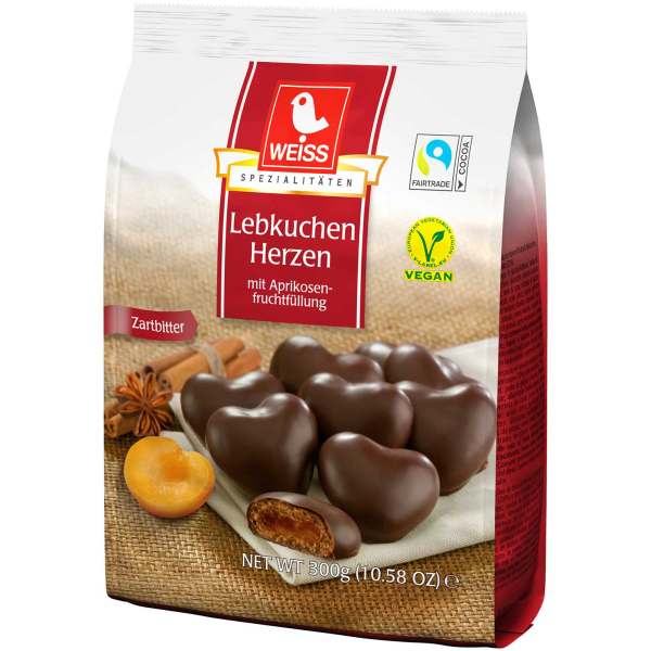 Image of Weiss Lebkuchenherzen gefüllt Zartbitter 300g bei Sweets.ch