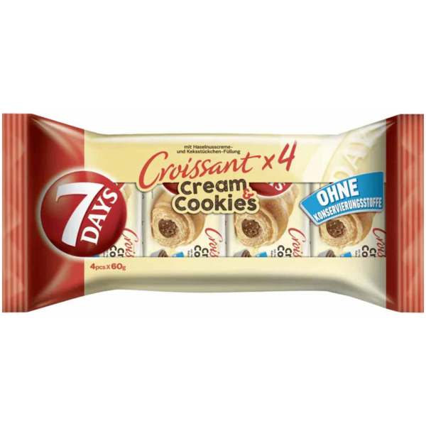 Image of 7 Days Croissant Hazelnut Cream & Cookies 4x60g bei Sweets.ch